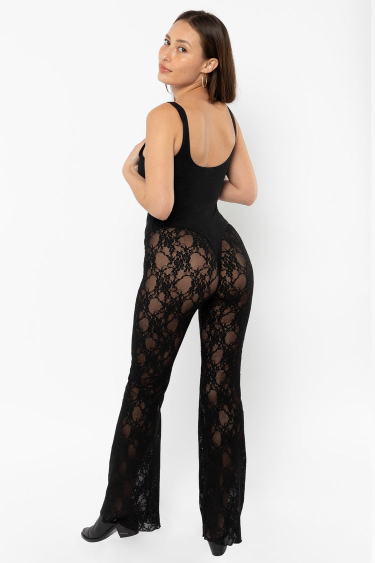 FNS300 - Floral Lace Flare Leggings