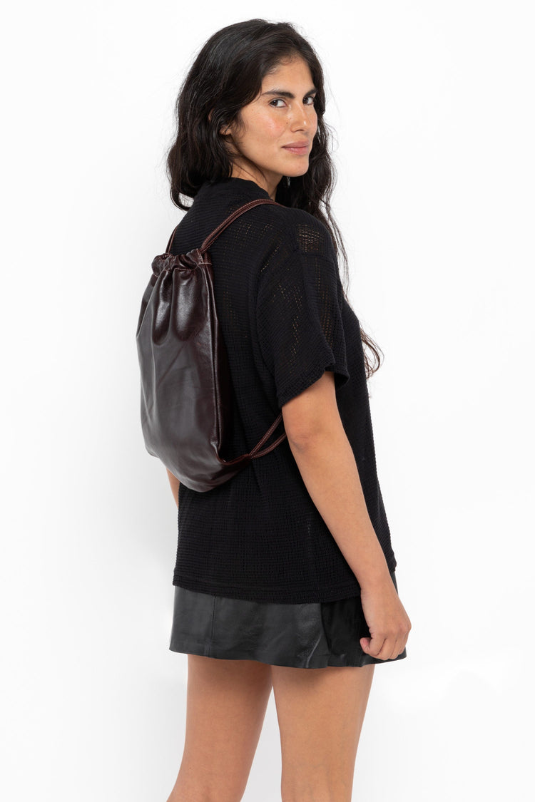 RLH3414 - Unisex Leather Drawstring Backpack
