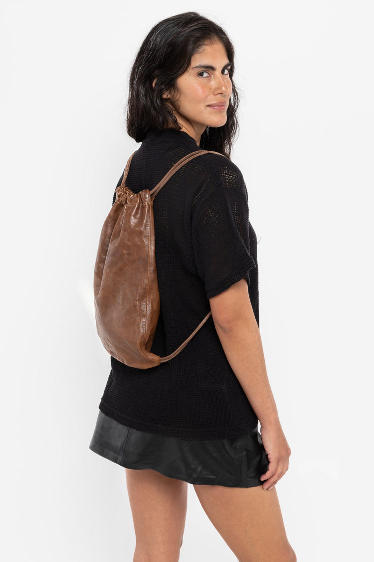 RLH3414 - Unisex Leather Drawstring Backpack