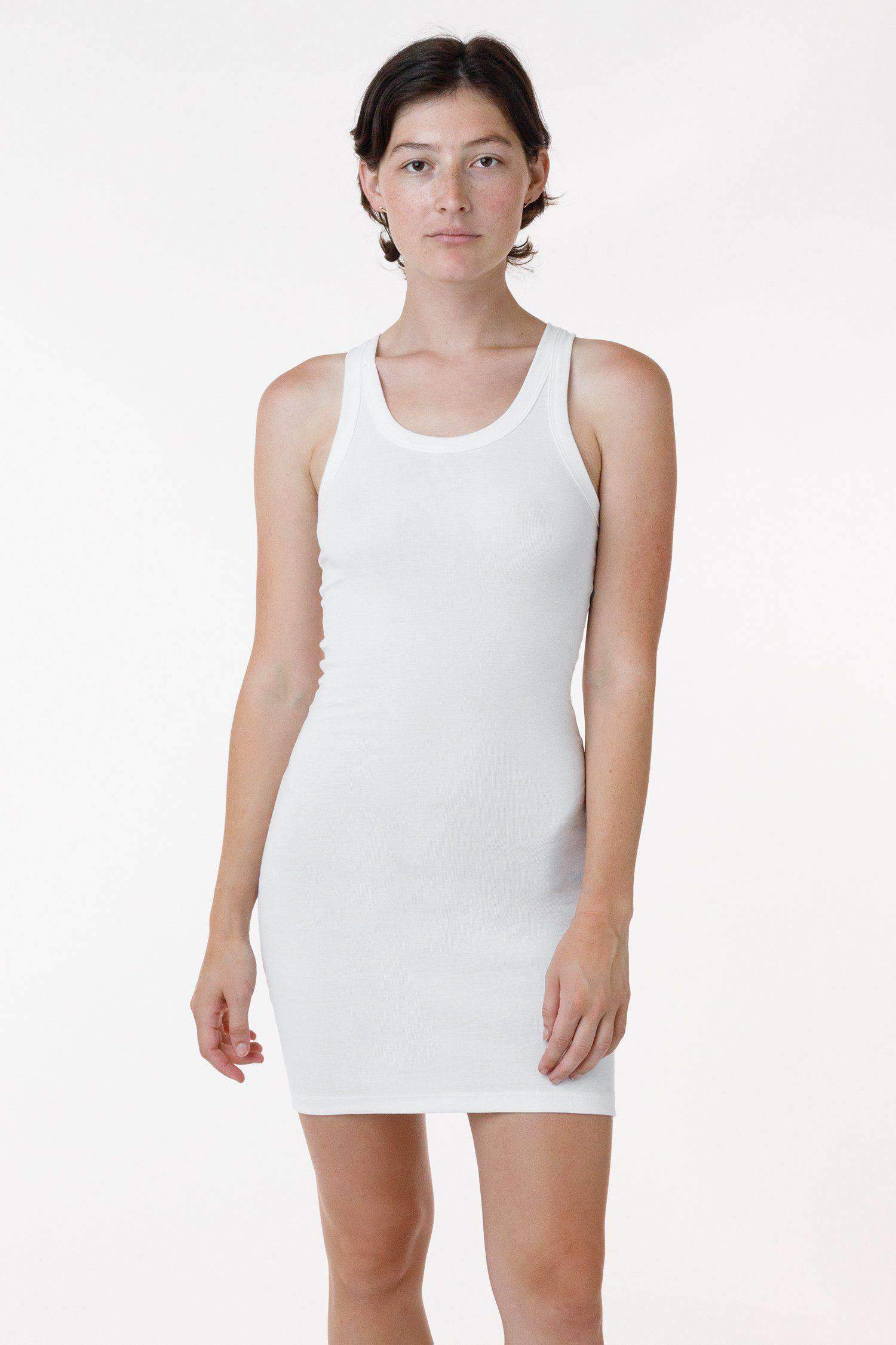 43286 - Baby Rib Mini Tank Dress Dress Los Angeles Apparel White S 