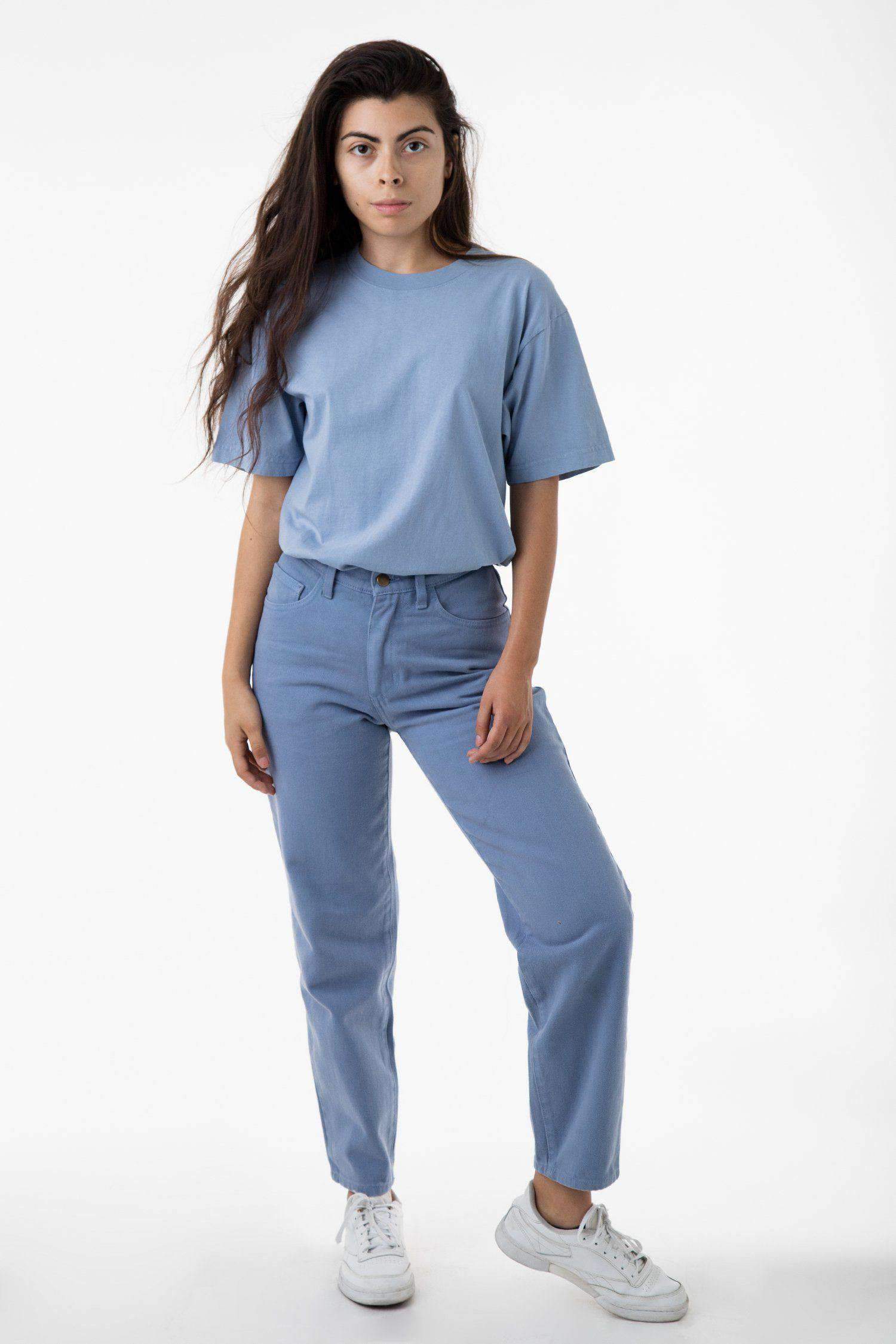 RBDW01GD - Garment Dye Women's Relaxed Fit Bull Denim Jean Jeans Los Angeles Apparel Clear Blue 25/28 