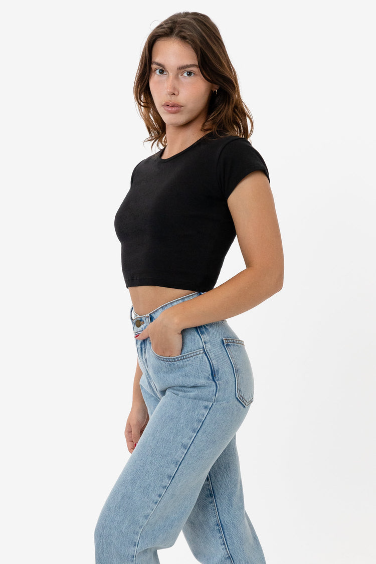 43035 - Cap Sleeve Baby Rib Crop Top