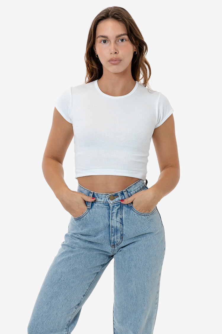 43035 - Cap Sleeve Baby Rib Crop Top