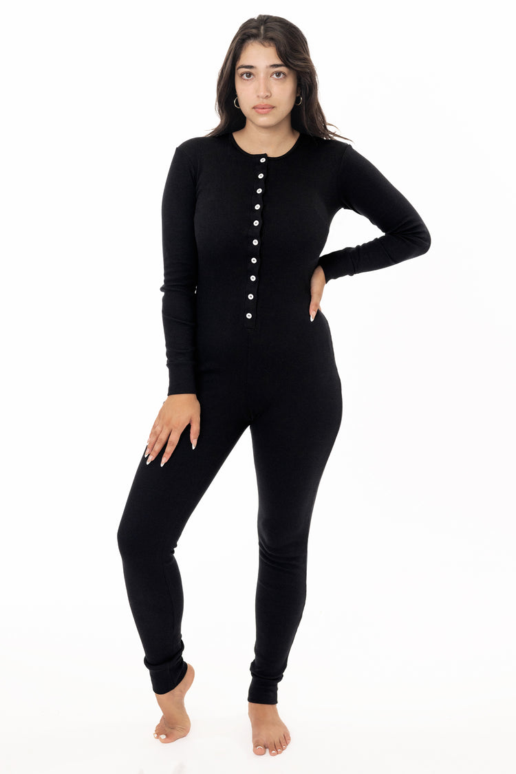 4390 - Poly Cotton Rib Henley Onesie