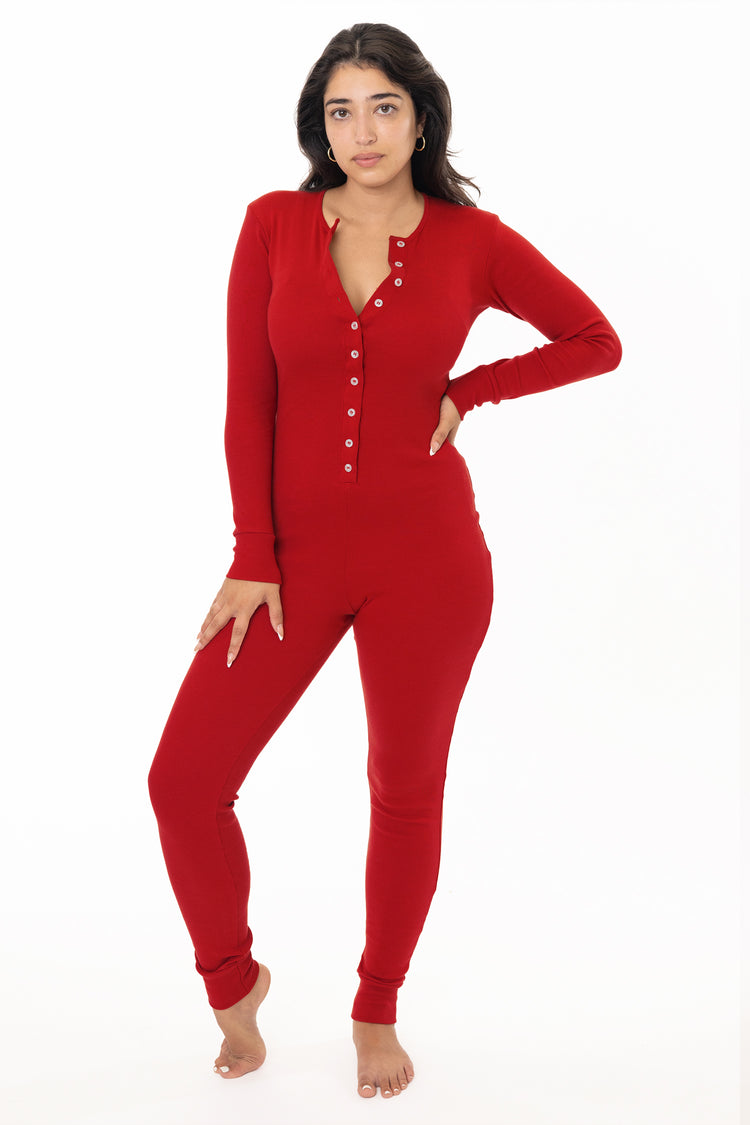 4390 - Poly Cotton Rib Henley Onesie