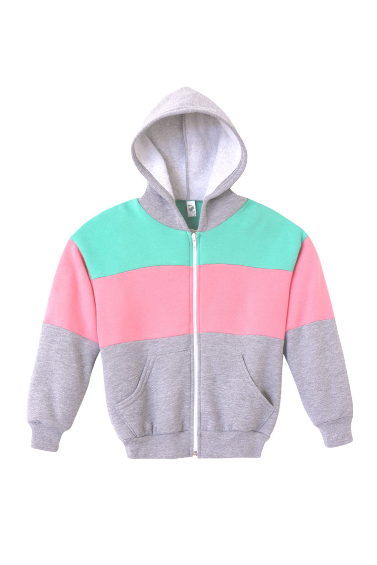 F1097CB - Kids Flex Fleece Color Block Zip Hoodie