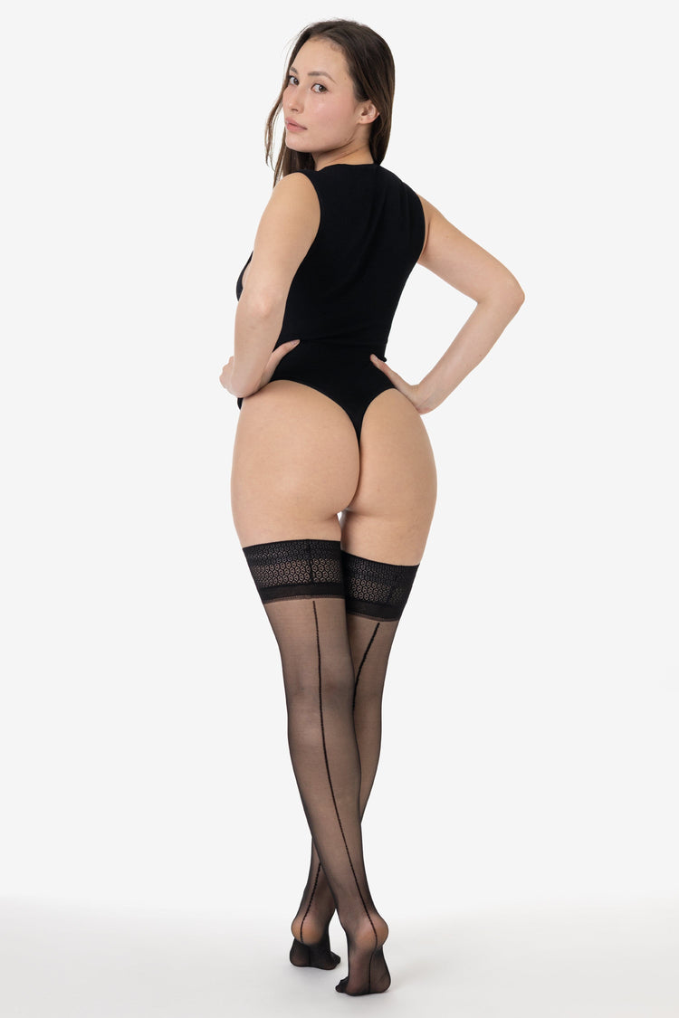 RN-H05 - Sheer Backseam Hold Ups with Lace Top