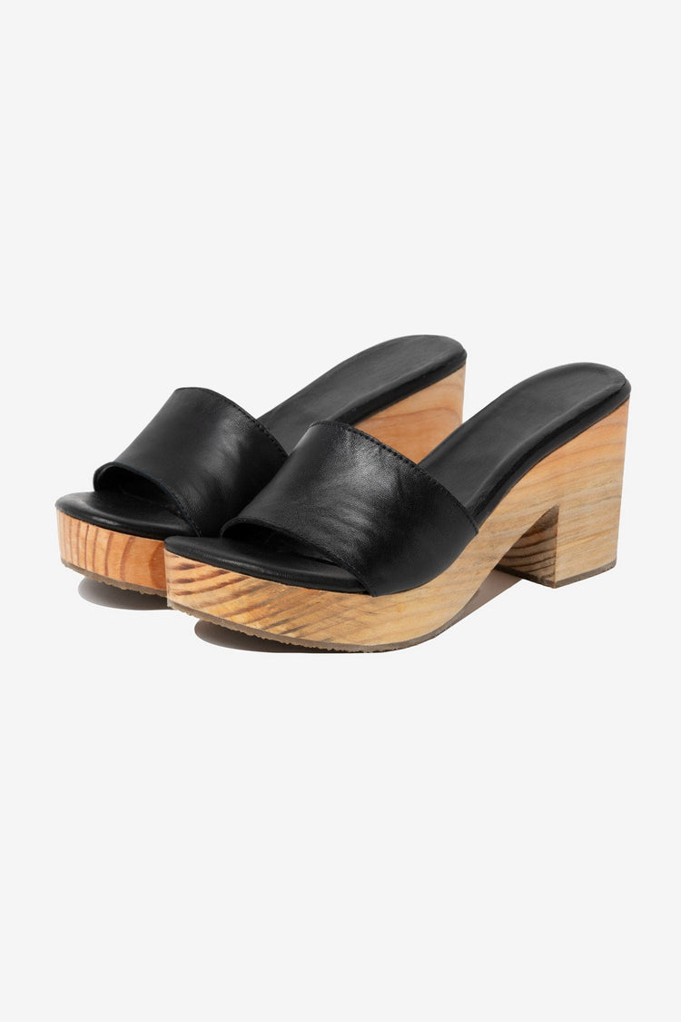 WOODSNDL02 - Wooden Mule Heel Sandal