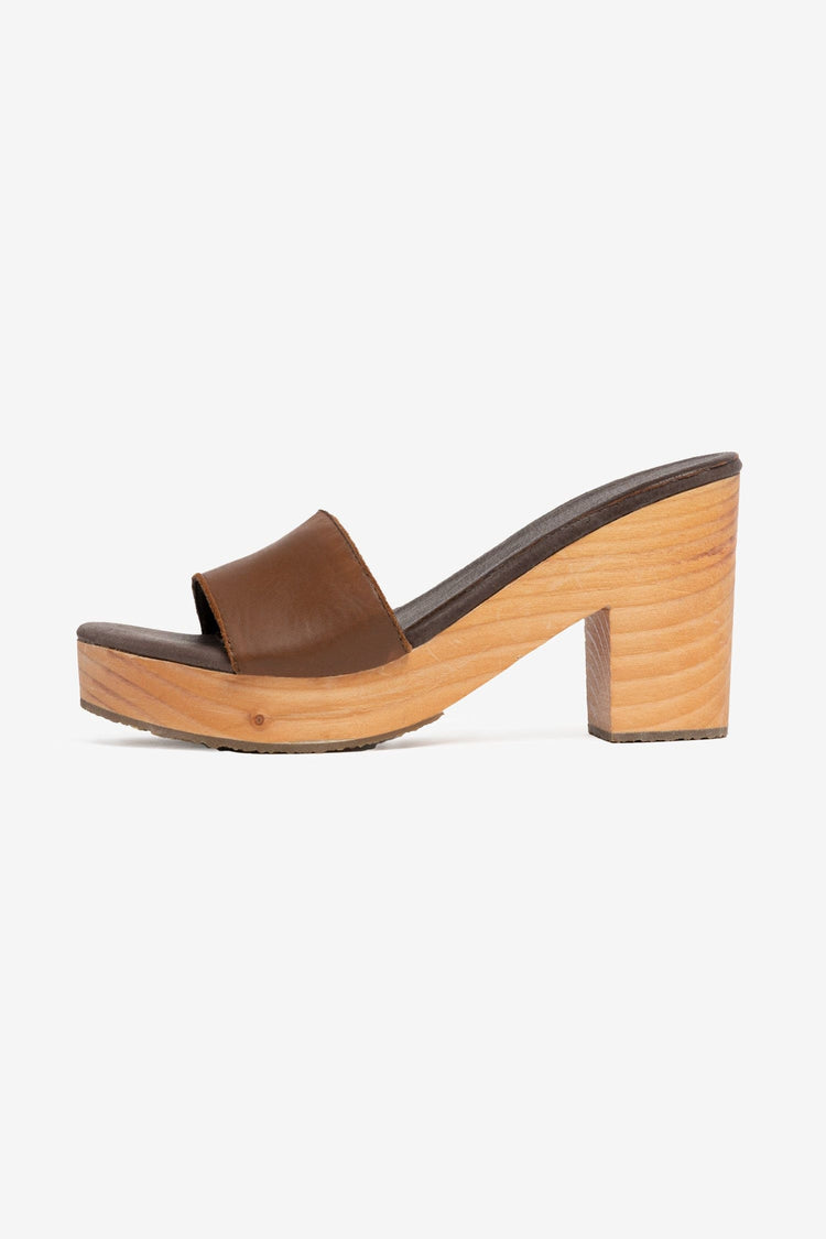 WOODSNDL02 - Wooden Mule Heel Sandal