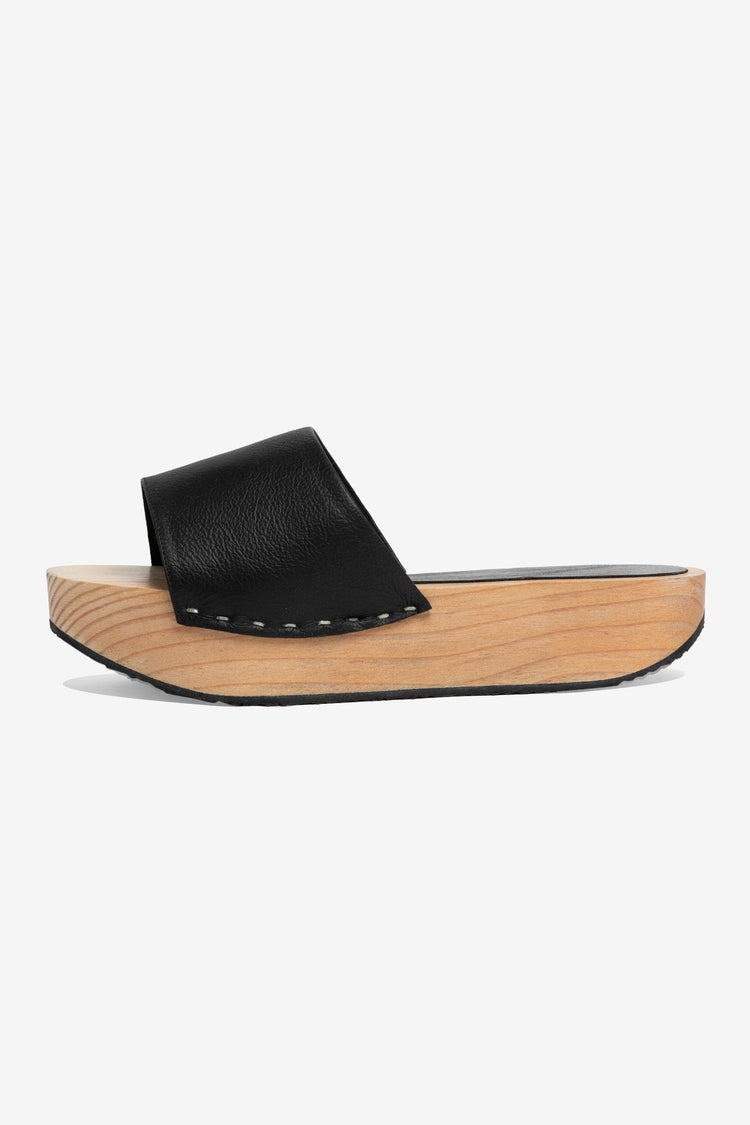 WOODSNDL04 - Platform Wooden Mule Flat Sandal
