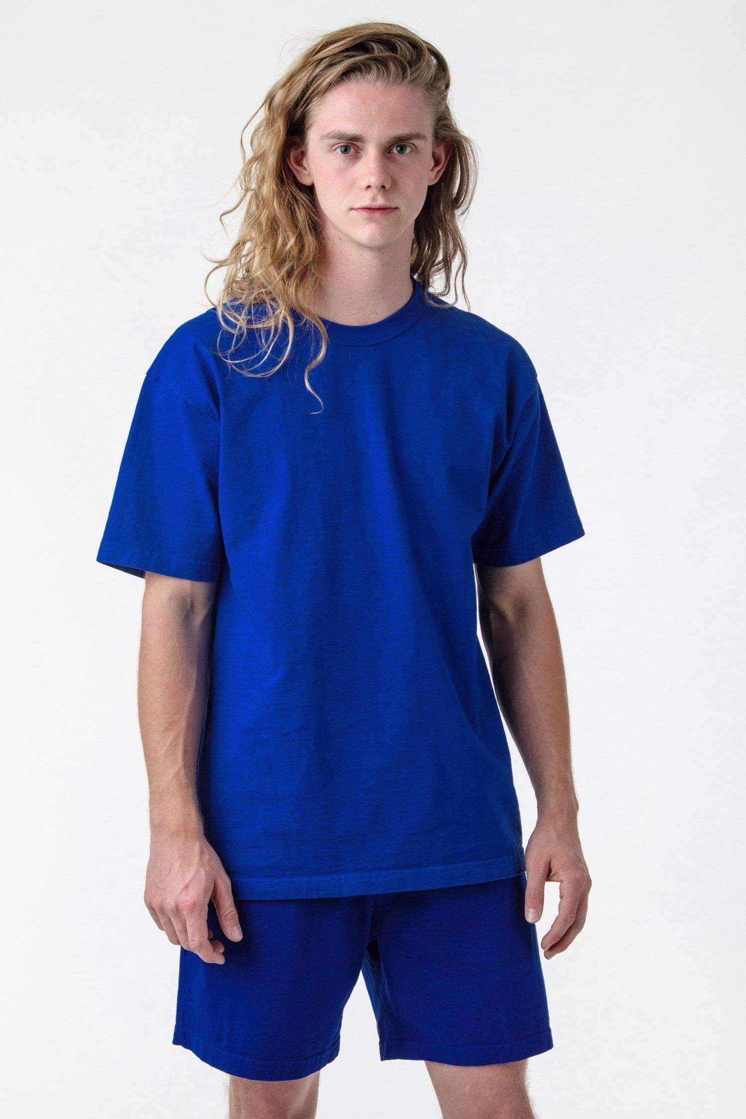1203GD - Short Sleeve Binding Garment Dye T-Shirt T-Shirt Los Angeles Apparel Cobalt Blue XS 