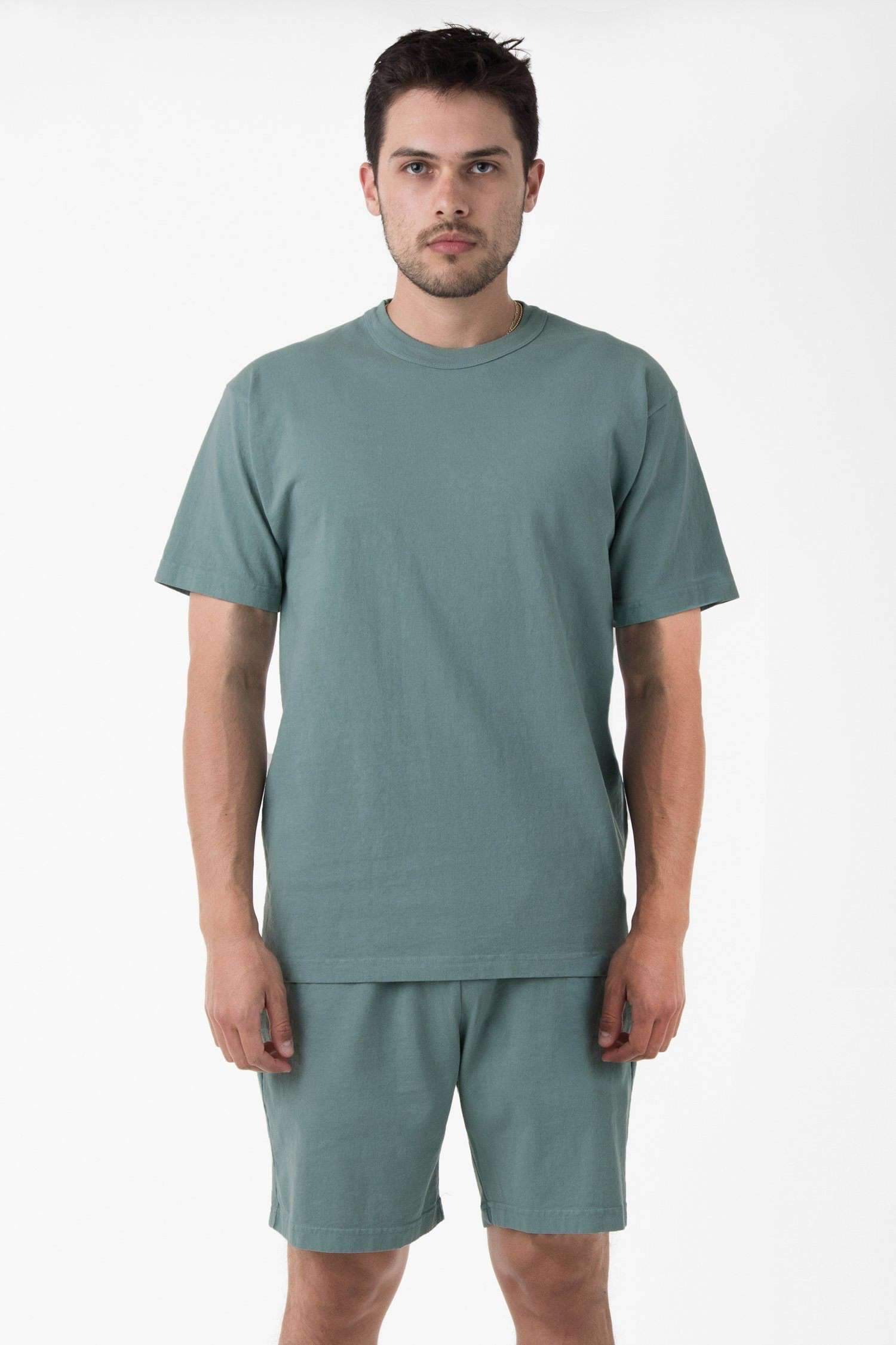 1203GD - Short Sleeve Binding Garment Dye T-Shirt T-Shirt Los Angeles Apparel Atlantic Green XS 
