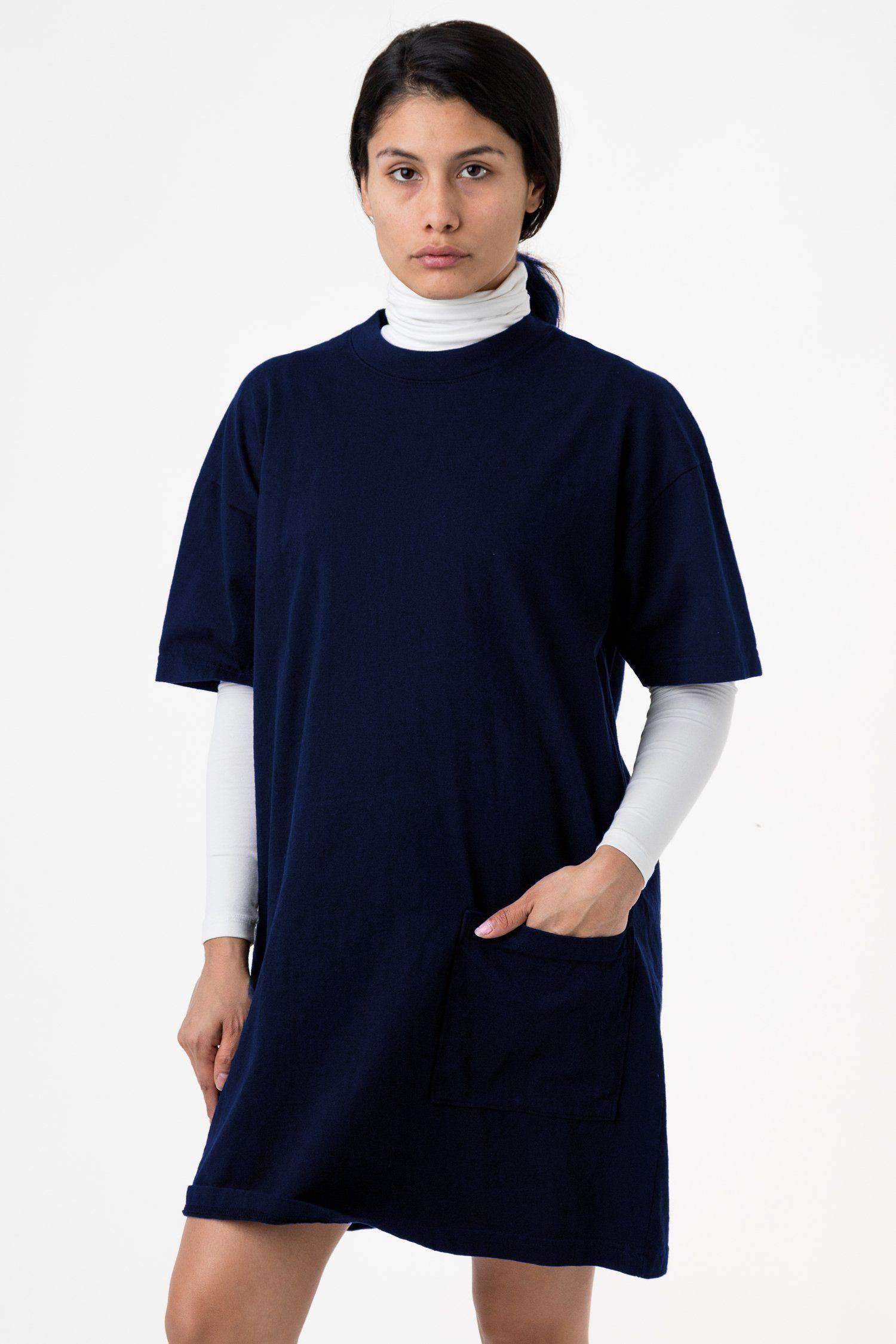 1431GD - Garment Dye Oversized T-shirt Dress Dress Los Angeles Apparel Navy XS/S 