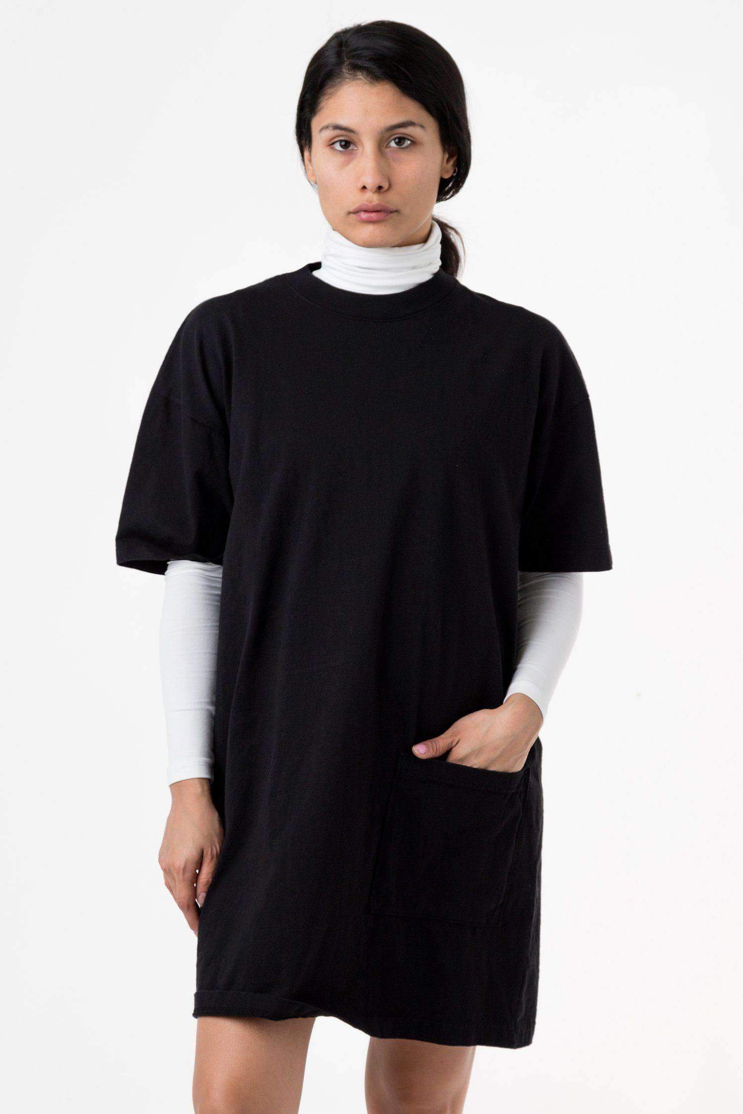 1431GD - Garment Dye Oversized T-shirt Dress Dress Los Angeles Apparel Black XS/S 