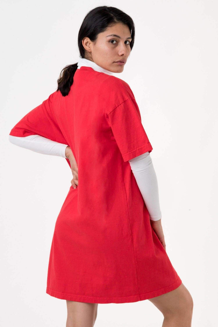 1431GD - Garment Dye Oversized T-shirt Dress Dress Los Angeles Apparel Tomato XS/S 