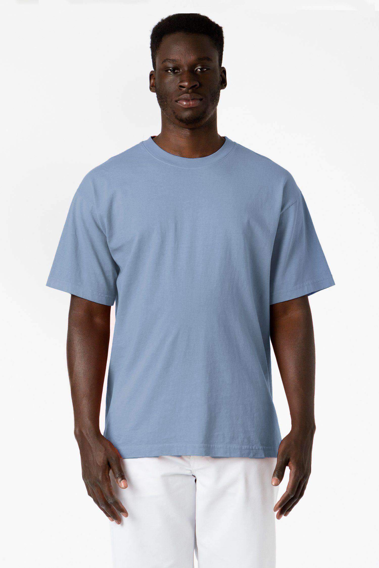 1801GD - 6.5oz Garment Dye Pastel Crew Neck T-Shirt T-Shirt Los Angeles Apparel Clear Blue S 