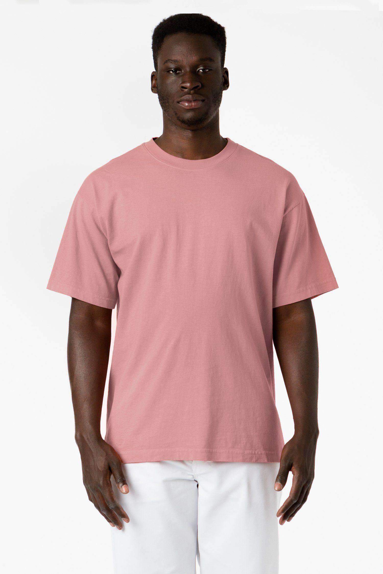 1801GD - 6.5oz Garment Dye Pastel Crew Neck T-Shirt T-Shirt Los Angeles Apparel Coral S 