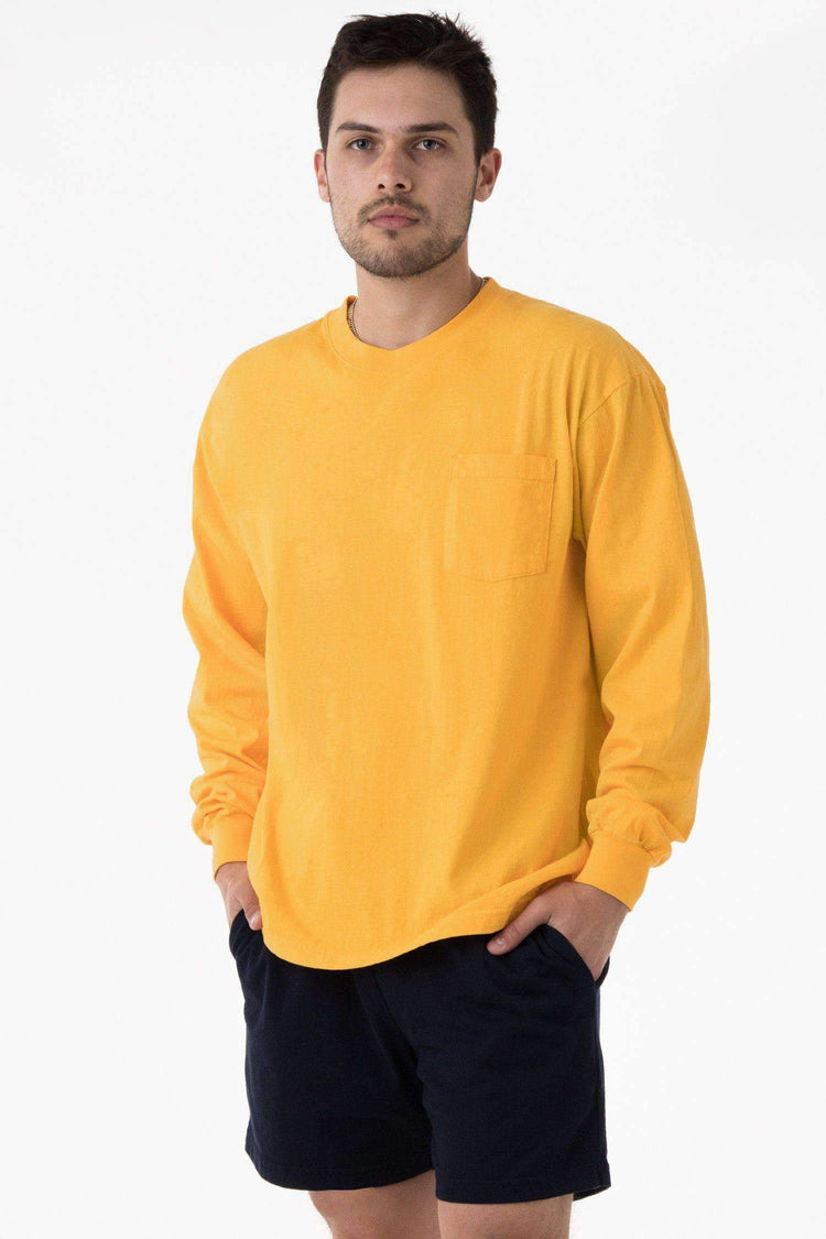 1810GD - Long Sleeve Garment Dye Pocket T-Shirt T-Shirt Los Angeles Apparel Gold XS 