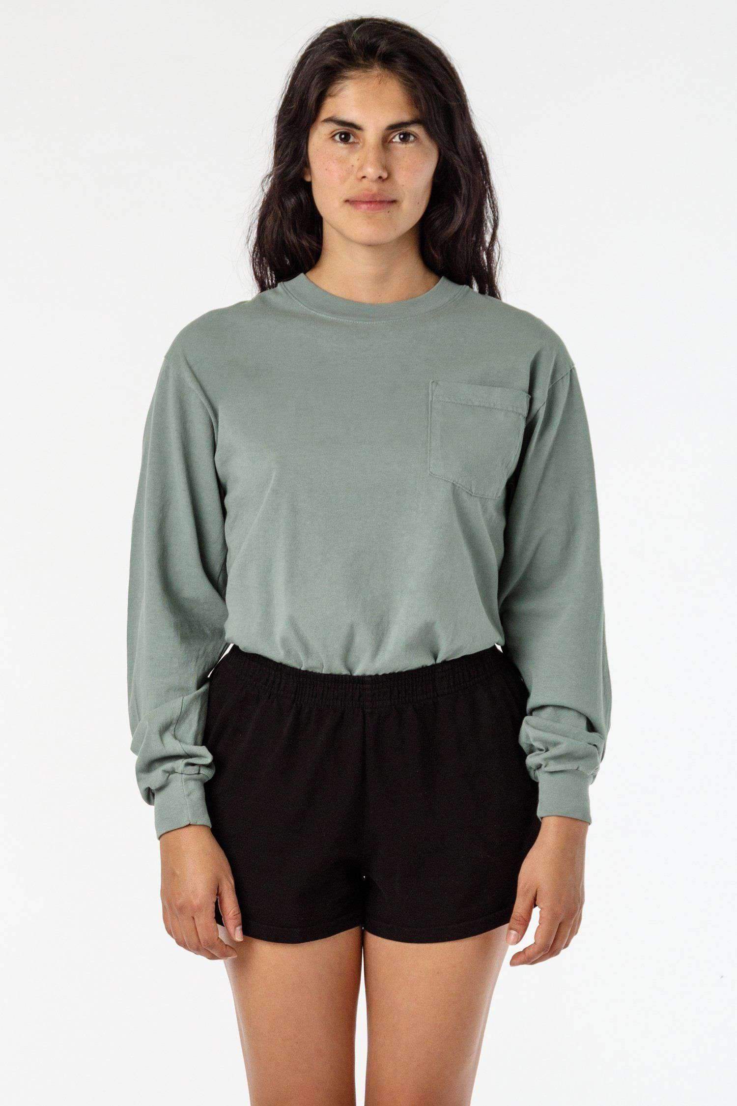 1810GD Unisex - Long Sleeve Garment Dye Pocket T-Shirt T-Shirt Los Angeles Apparel Atlantic Green XS 