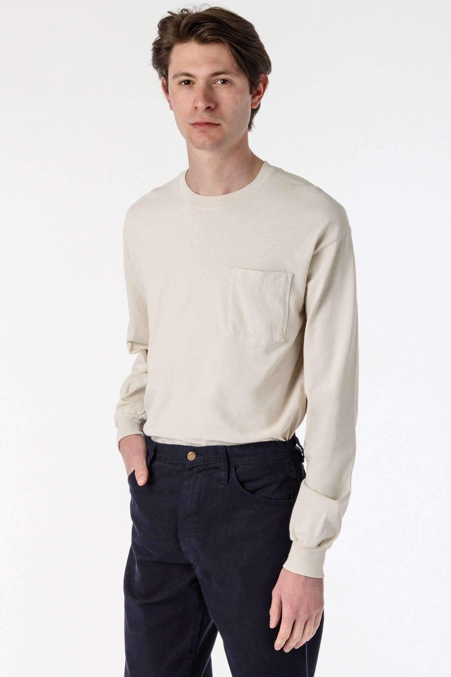1810GD - Long Sleeve Garment Dye Pocket T-Shirt T-Shirt Los Angeles Apparel Cement XS 