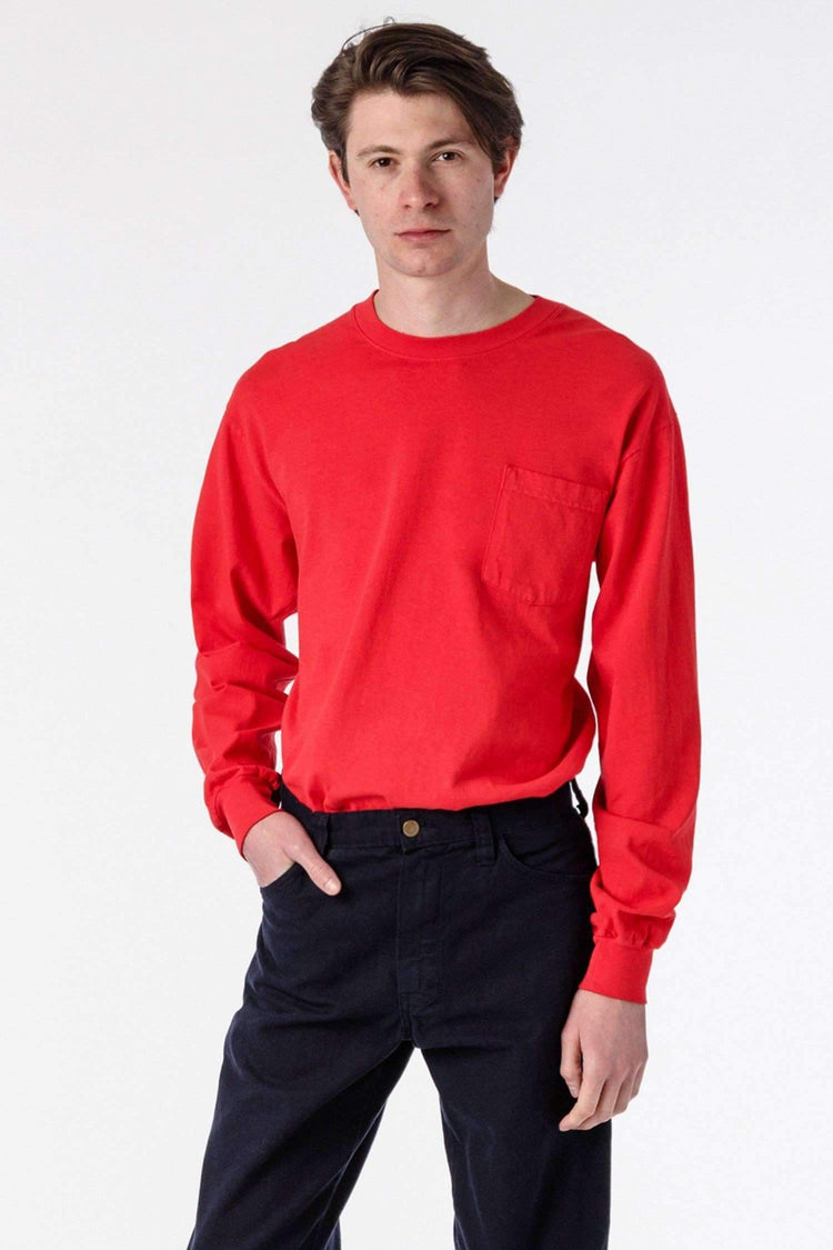 1810GD - Long Sleeve Garment Dye Pocket T-Shirt T-Shirt Los Angeles Apparel Tomato XS 