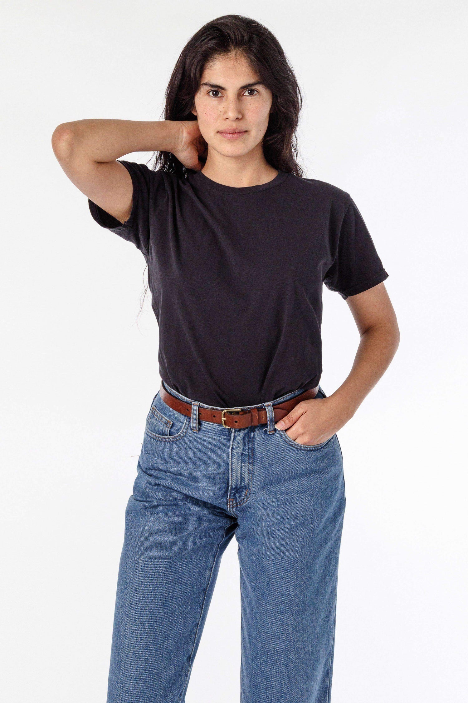 2802GD - Garment Dyed Short Sleeve Boyfriend Tee T-Shirt Los Angeles Apparel Off-Black XS 