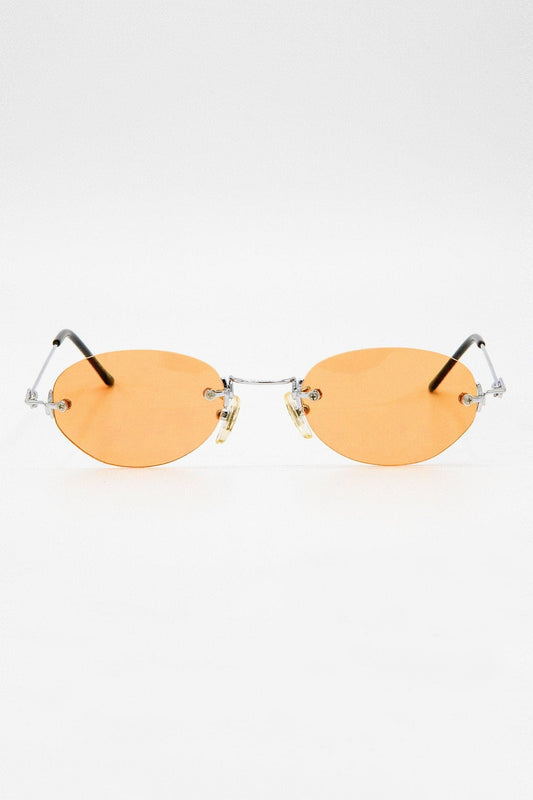 SGSTACY - Rimless Metal Frame Oval Sunglasses