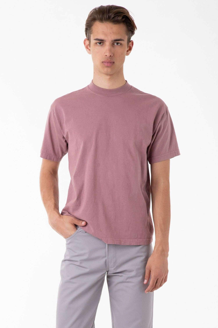1405GD - Short Sleeve Garment Dye Mockneck T-Shirt T-Shirt Los Angeles Apparel Mauve S 