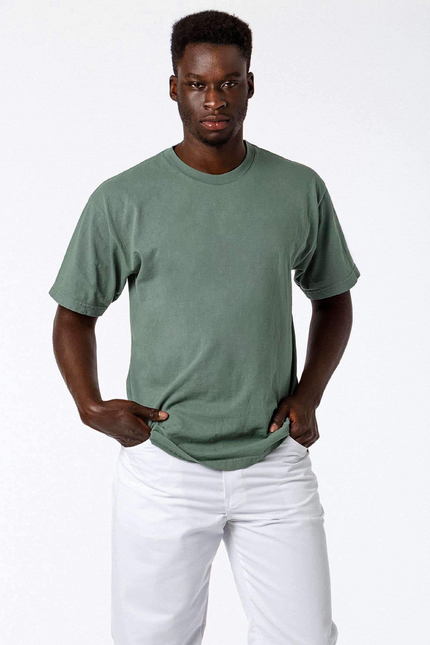 1801GD - 6.5oz Garment Dye Pastel Crew Neck T-Shirt T-Shirt Los Angeles Apparel Atlantic Green S 