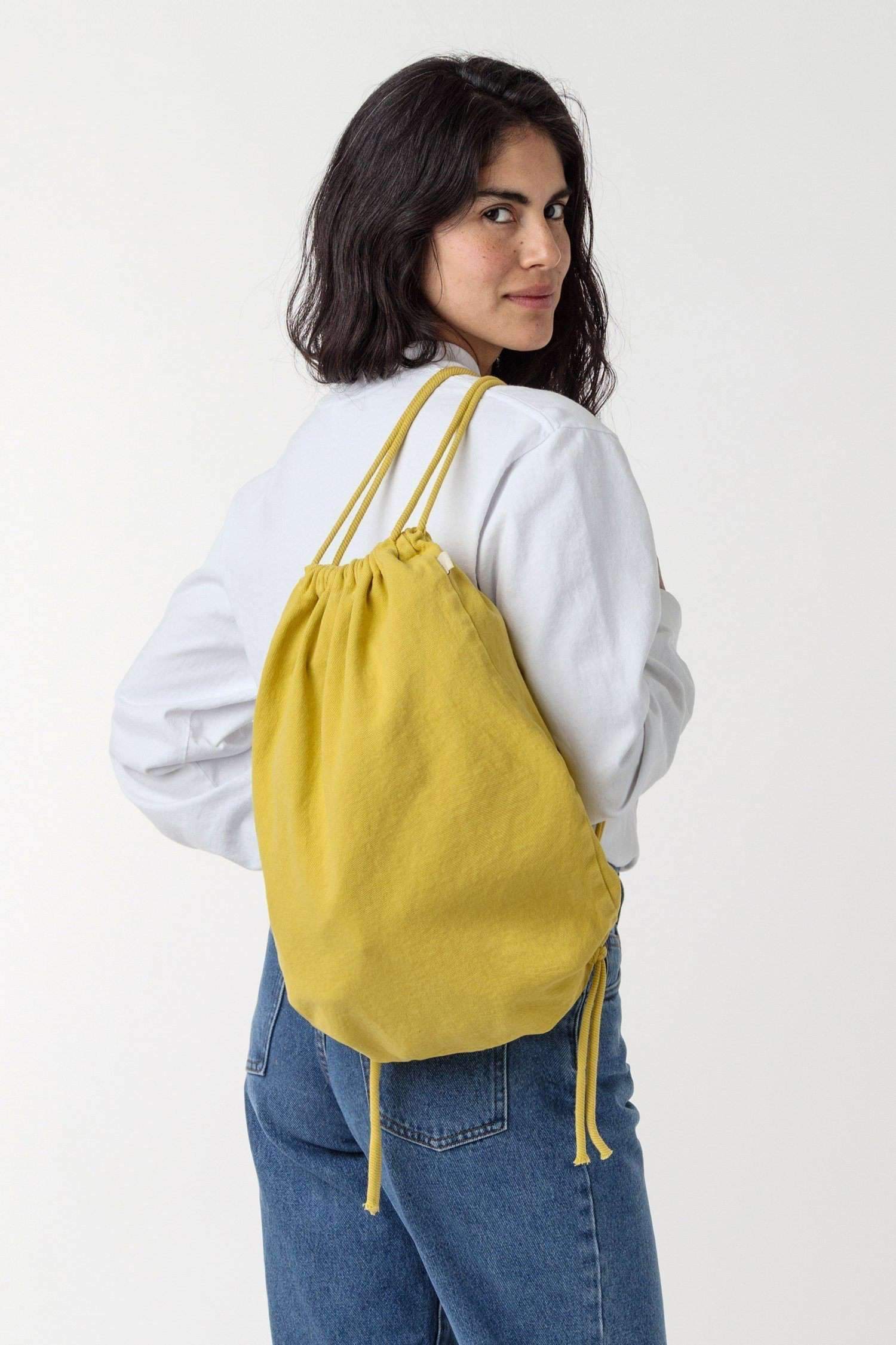 BD09 - Bull Denim Drawstring Backpack Bags Los Angeles Apparel Spectra Yellow 