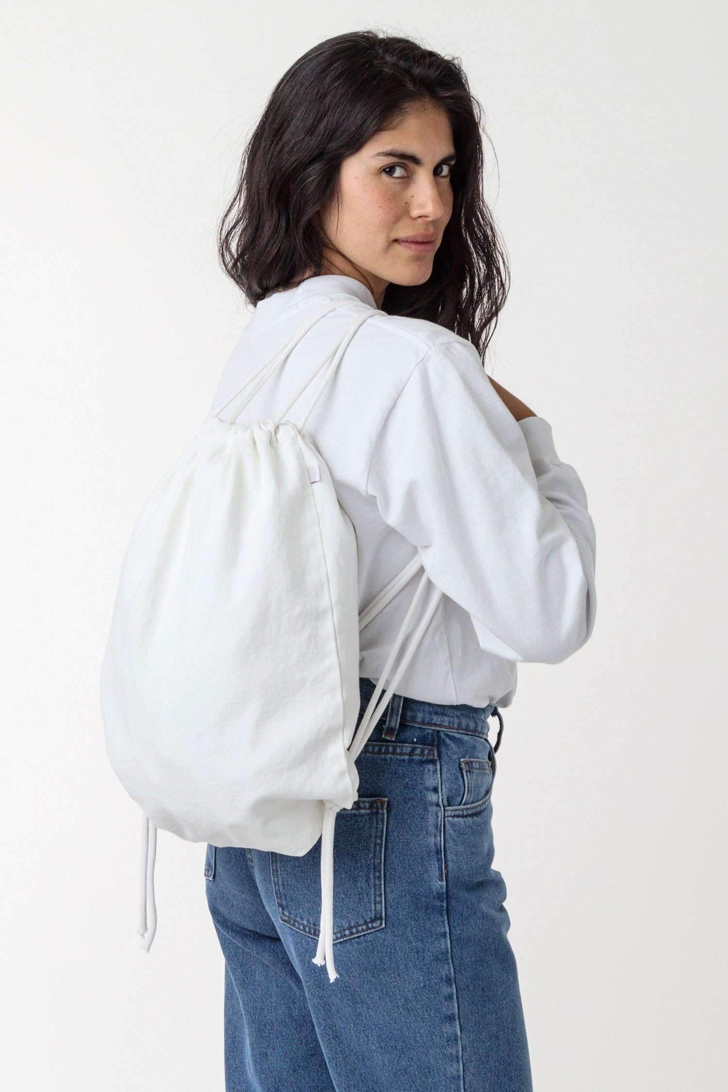 BD09 - Bull Denim Drawstring Backpack Bags Los Angeles Apparel Off-White 