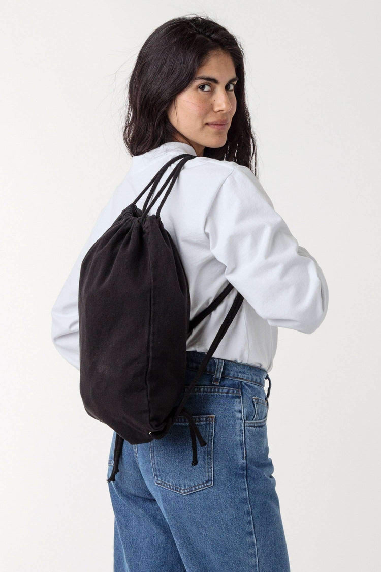 BD09 - Bull Denim Drawstring Backpack Bags Los Angeles Apparel Black 