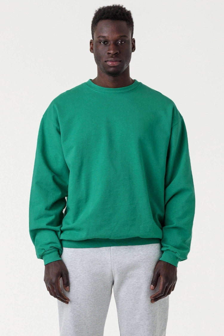 MWT07GD - Long Sleeve Garment Dye French Terry Pullover Sweatshirt Los Angeles Apparel Emerald XS 