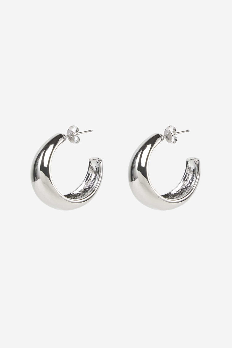 EARHOOPCRE - Dome Silver Hoop Earrings