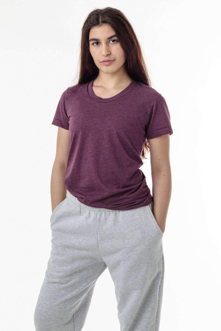FF3001 - Short Sleeve Cotton-Poly T-Shirt T-Shirt Los Angeles Apparel Heather Plum S 