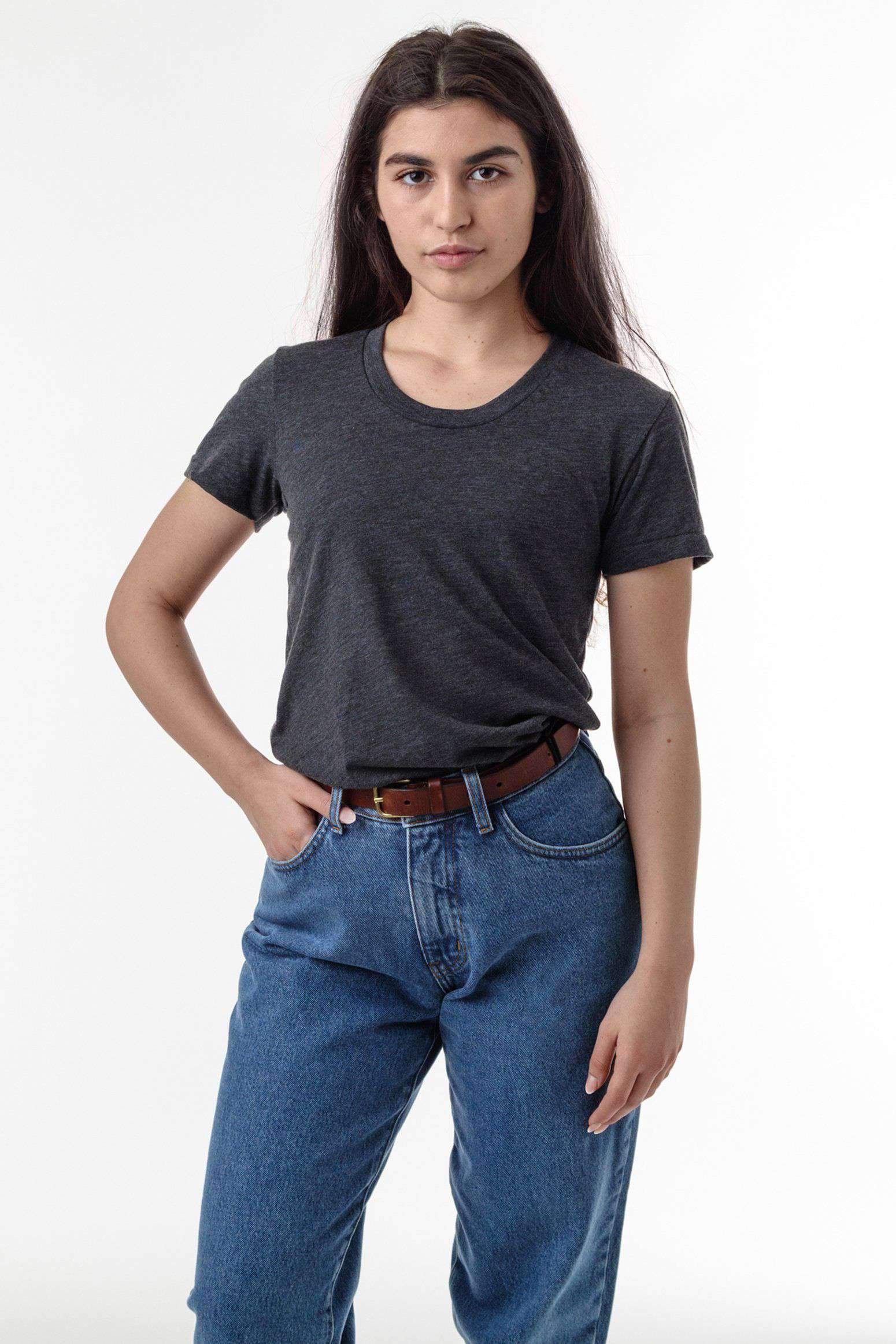 FF3001 - Short Sleeve Cotton-Poly T-Shirt T-Shirt Los Angeles Apparel Heather Black S 