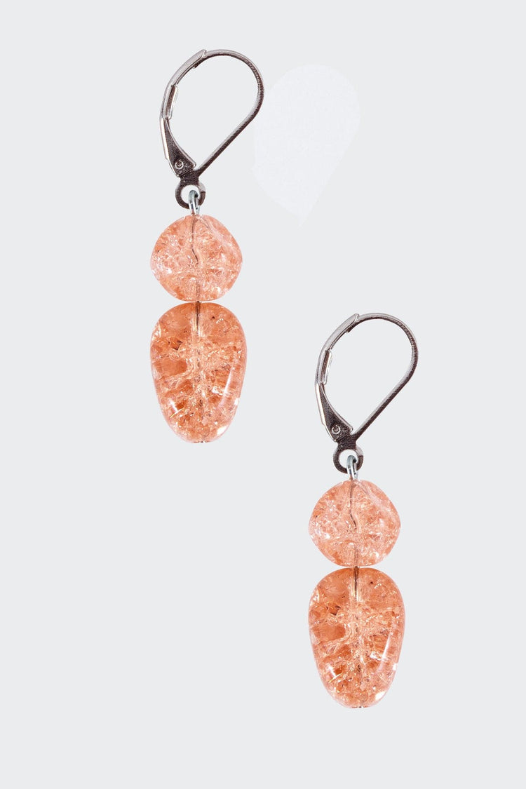 JWLRCG - Rose Crackle Glass Drop Earrings