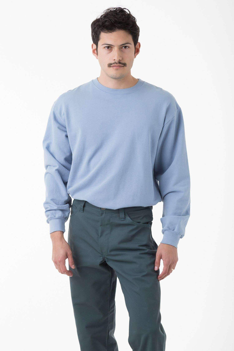 MWT07GD - Long Sleeve Garment Dye French Terry Pullover Sweatshirt Los Angeles Apparel Clear Blue XS 