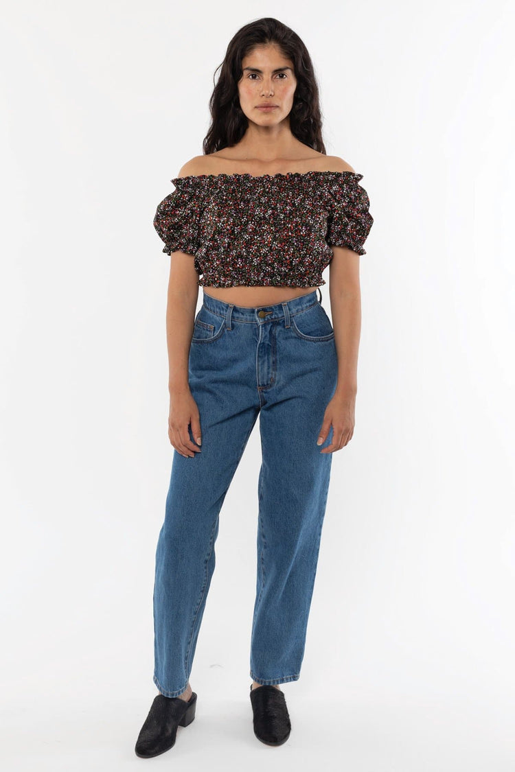 RCT314P - Printed Poplin Scrunch Top