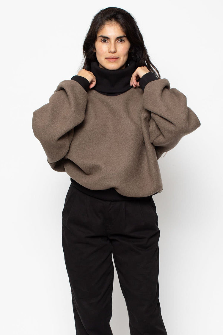 RWHR313 - Wool Turtleneck Sweater with Heavy Cotton Rib