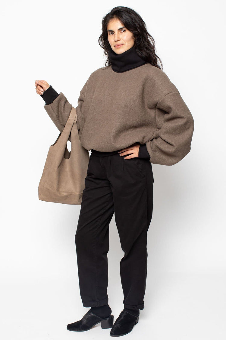 RWHR313 - Wool Turtleneck Sweater with Heavy Cotton Rib