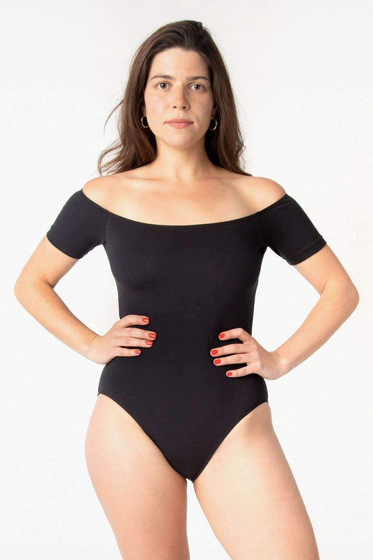 B121CF - Off Shoulder Bodysuit Bodysuits Los Angeles Apparel Black XS 