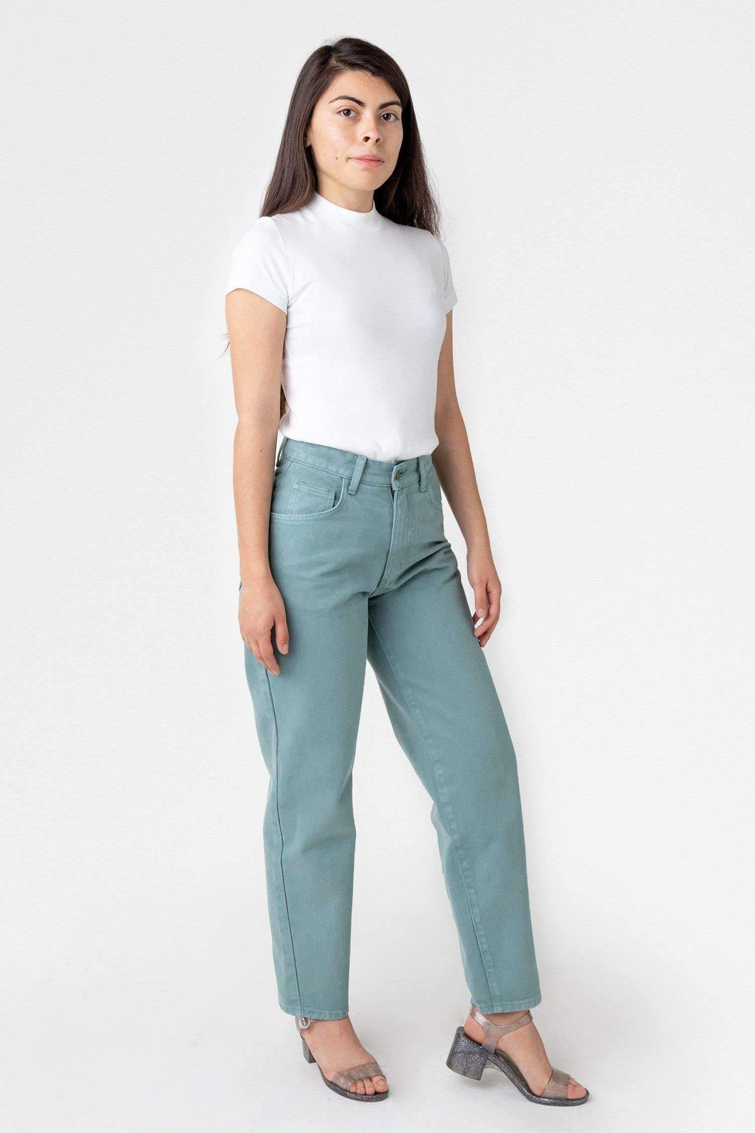 RBDW01GD - Garment Dye Women's Relaxed Fit Bull Denim Jean Jeans Los Angeles Apparel Atlantic Green 24/28 