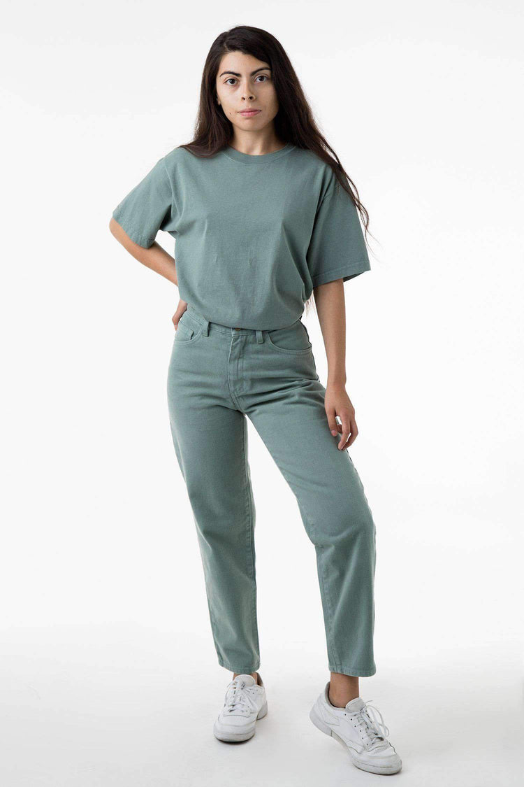 RBDW01GD - Garment Dye Women's Relaxed Fit Bull Denim Jean Jeans Los Angeles Apparel Atlantic Green 25/28 