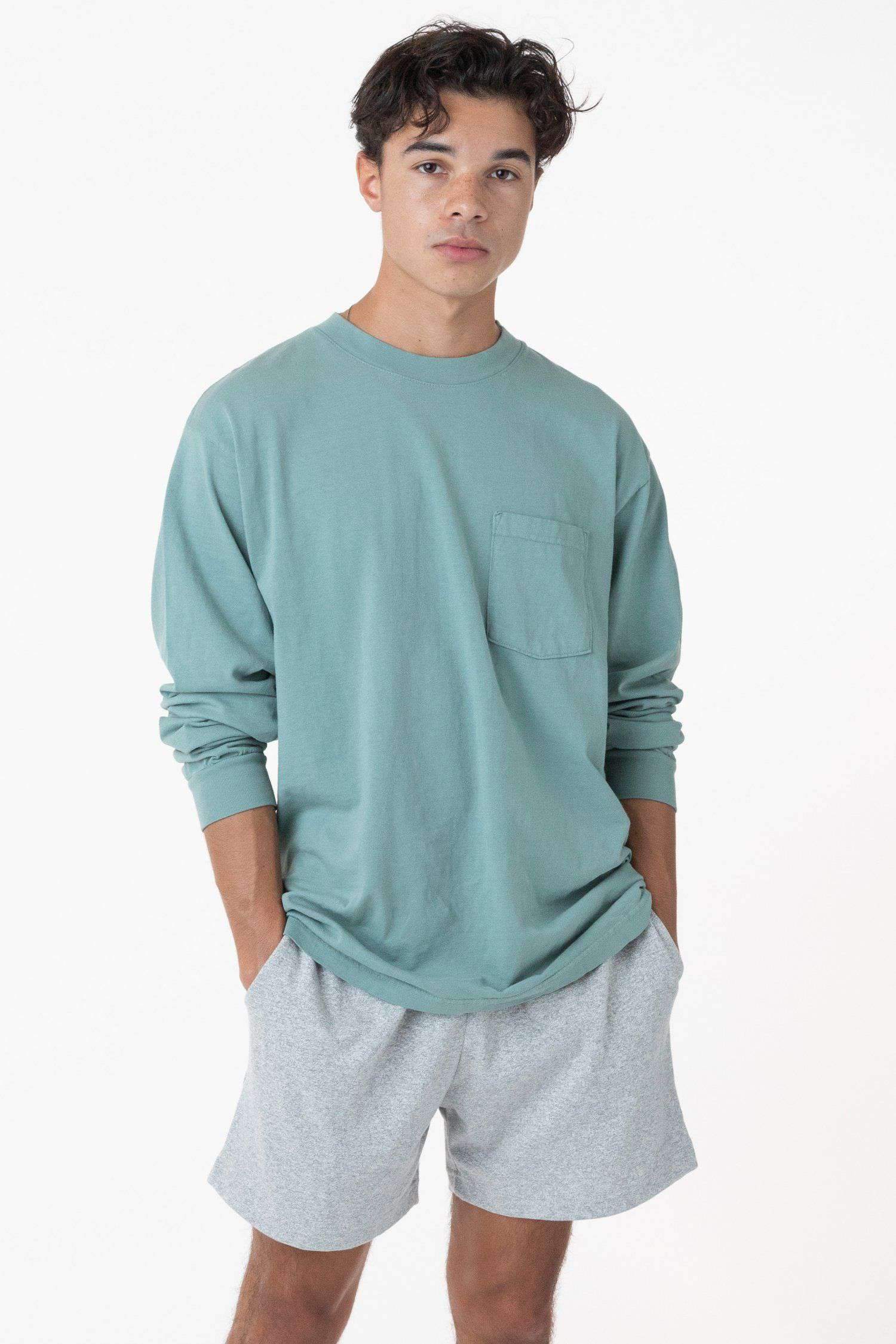 1810GD - Long Sleeve Garment Dye Pocket T-Shirt T-Shirt Los Angeles Apparel Atlantic Green XS 