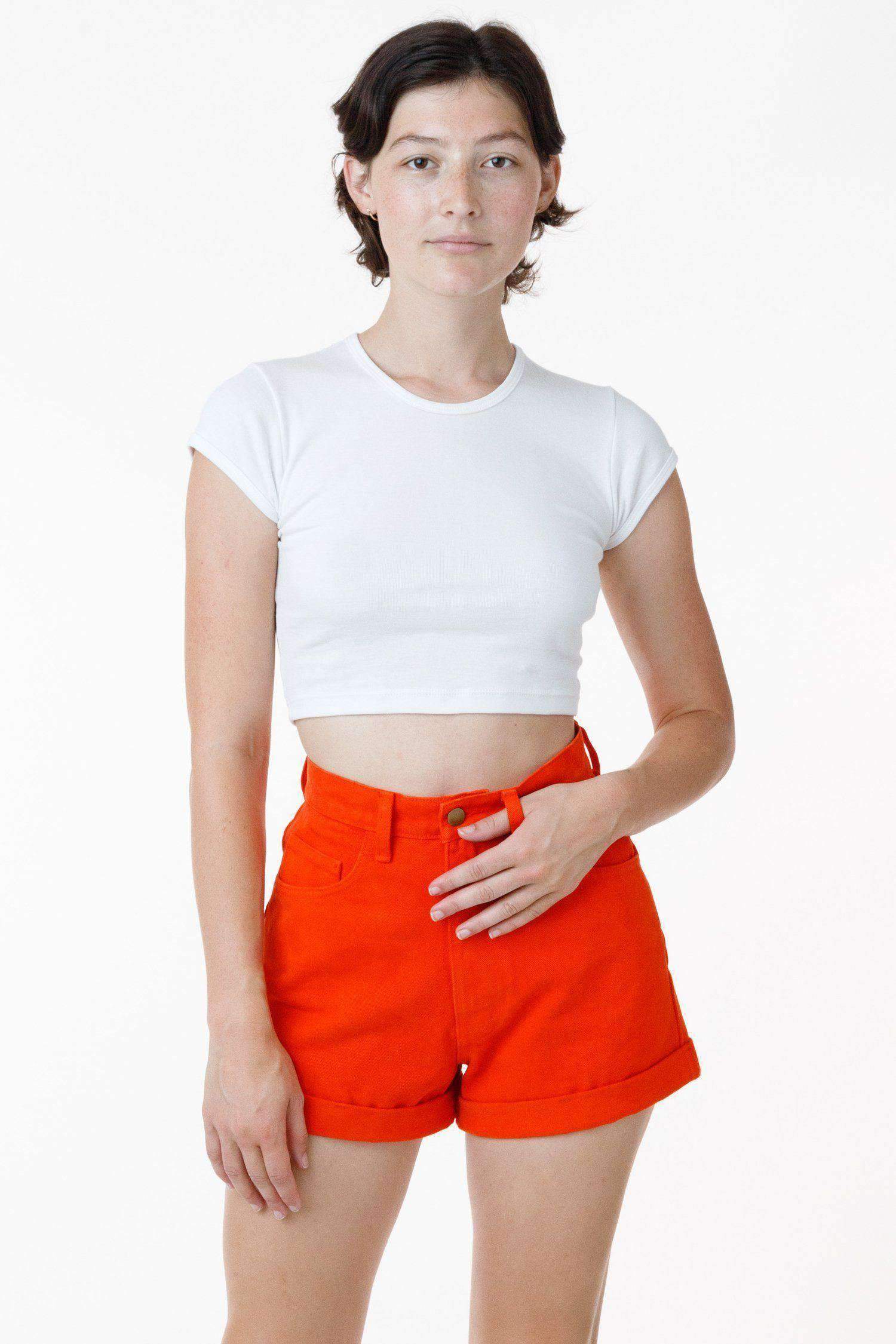 RBDW05GD - Bull Denim Garment Dye Cuff Short (Limited Edition) Shorts Los Angeles Apparel Bright Orange 24 