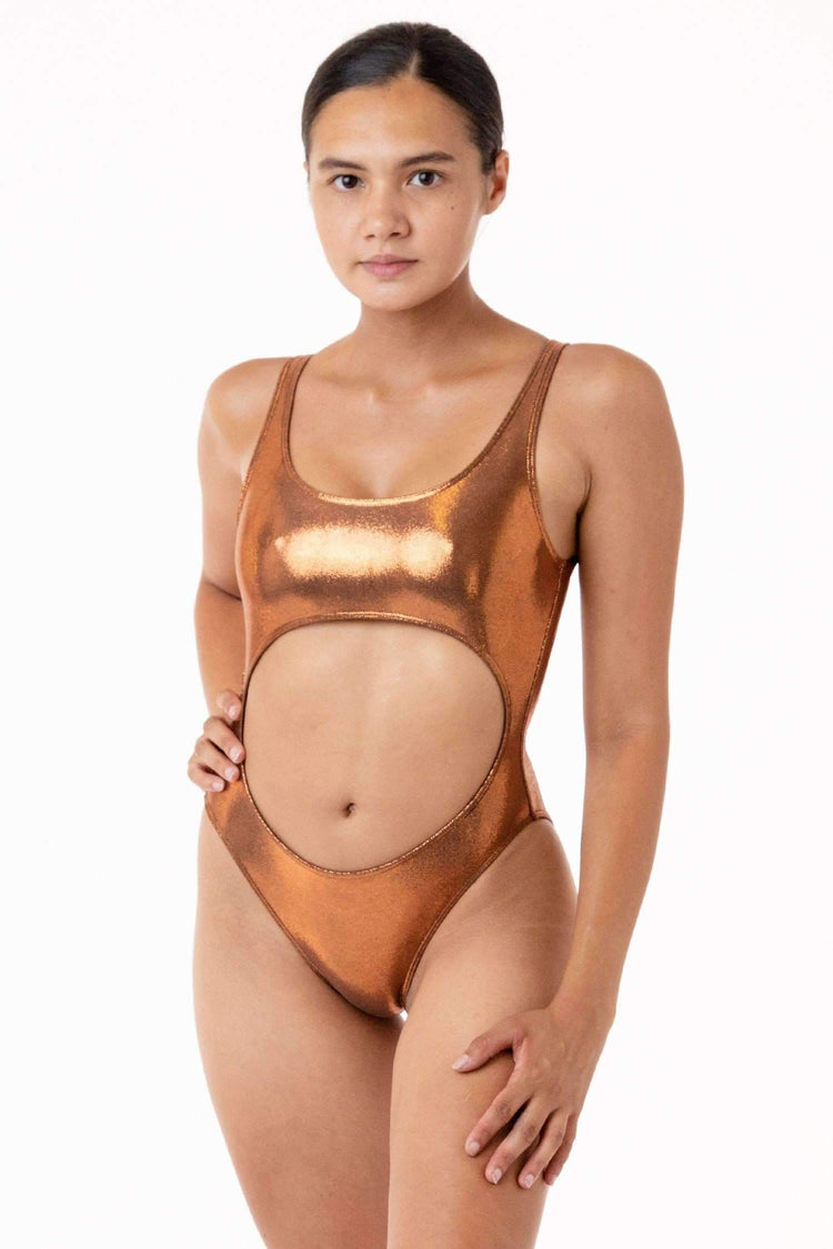 RMH106 - Shiny Matrix Cutout Bathing Suit Swim Los Angeles Apparel 