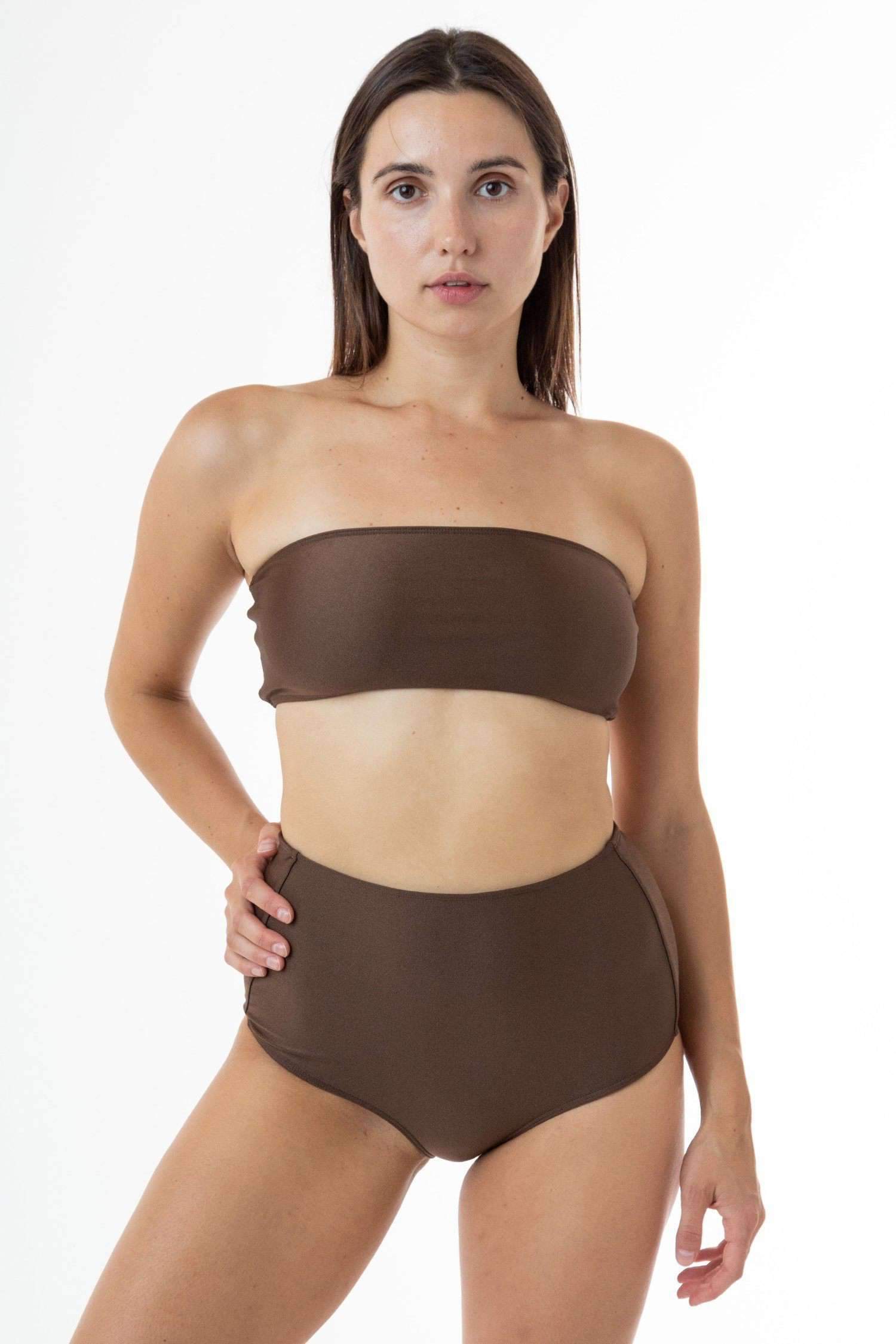 RNT8393 - Tube Bikini Top Swim Los Angeles Apparel Chocolate XS 