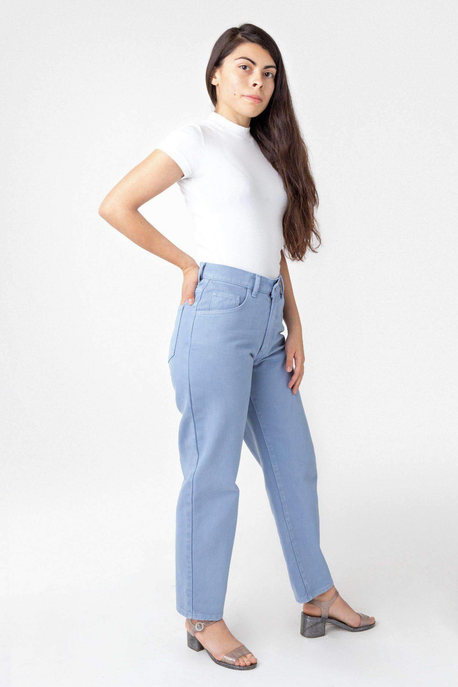 RBDW01GD - Garment Dye Women's Relaxed Fit Bull Denim Jean Jeans Los Angeles Apparel Clear Blue 25/28 