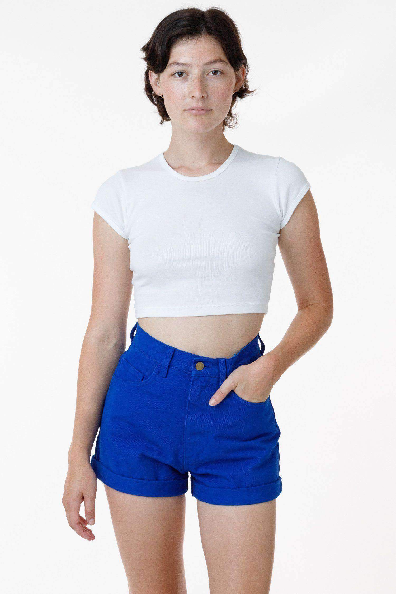 RBDW05GD - Bull Denim Garment Dye Cuff Short (Limited Edition) Shorts Los Angeles Apparel Cobalt Blue 24 